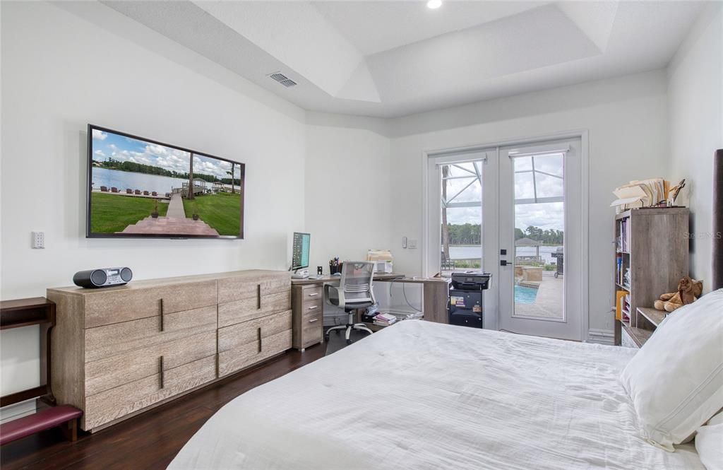 Bedroom, Home Office, Interior, Recessed Lighting, Wood Texture Flooring