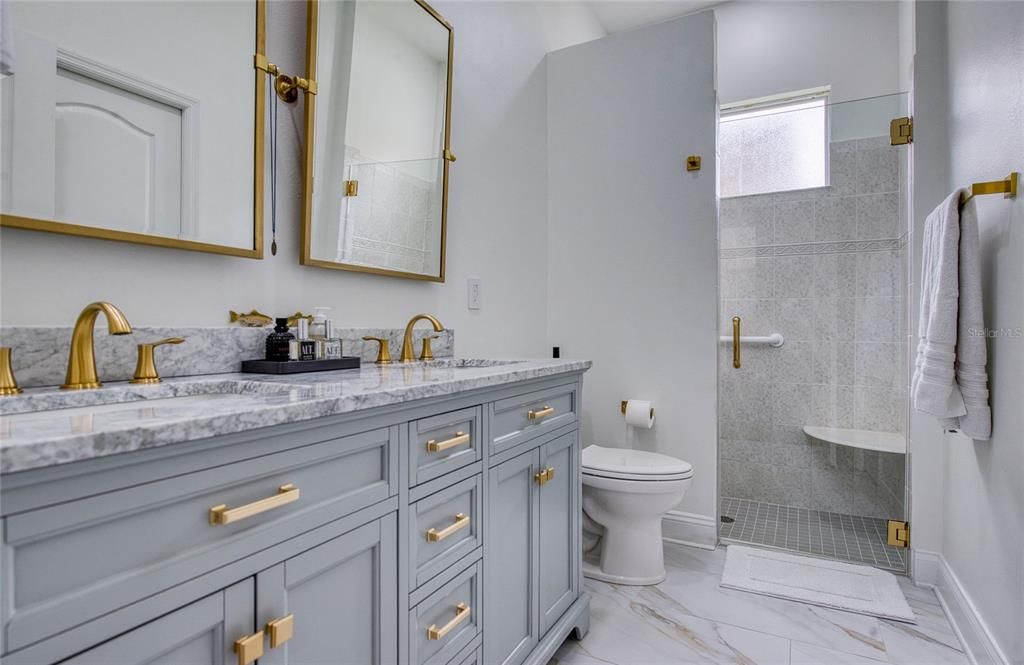 Bathroom, Dual Sink Vanities, Interior, Marble