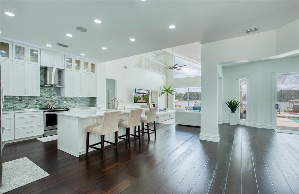 Interior, Kitchen, Recessed Lighting, Wood Texture Flooring