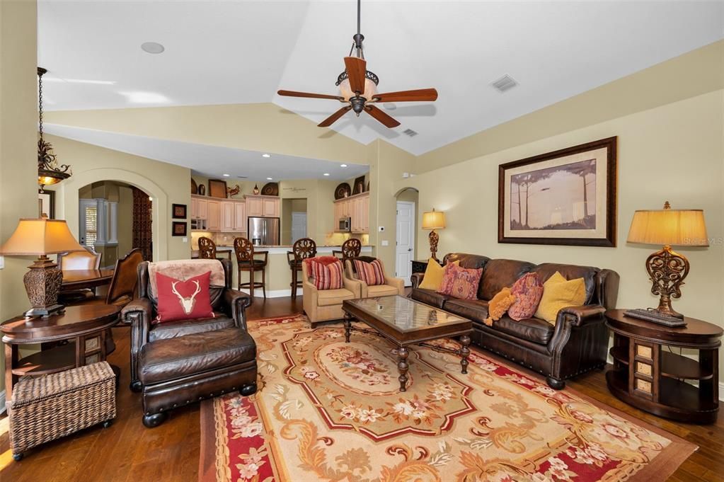 Interior, Kitchen, Living room, Recessed Lighting, Stainless Steel Appliances, Wood Texture Flooring