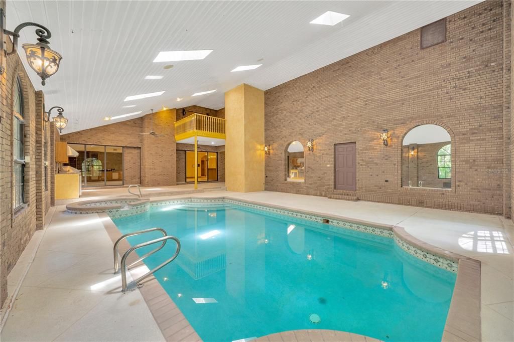 Interior, Pool, Recessed Lighting, Stone Walls
