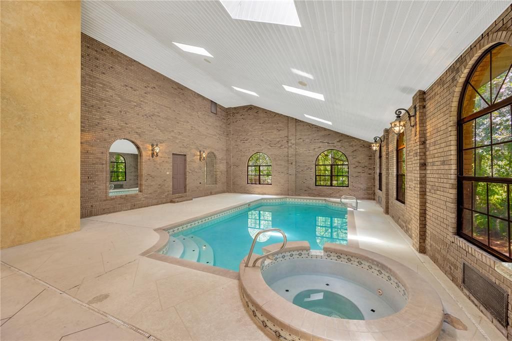Interior, Pool, Recessed Lighting, Stone Walls