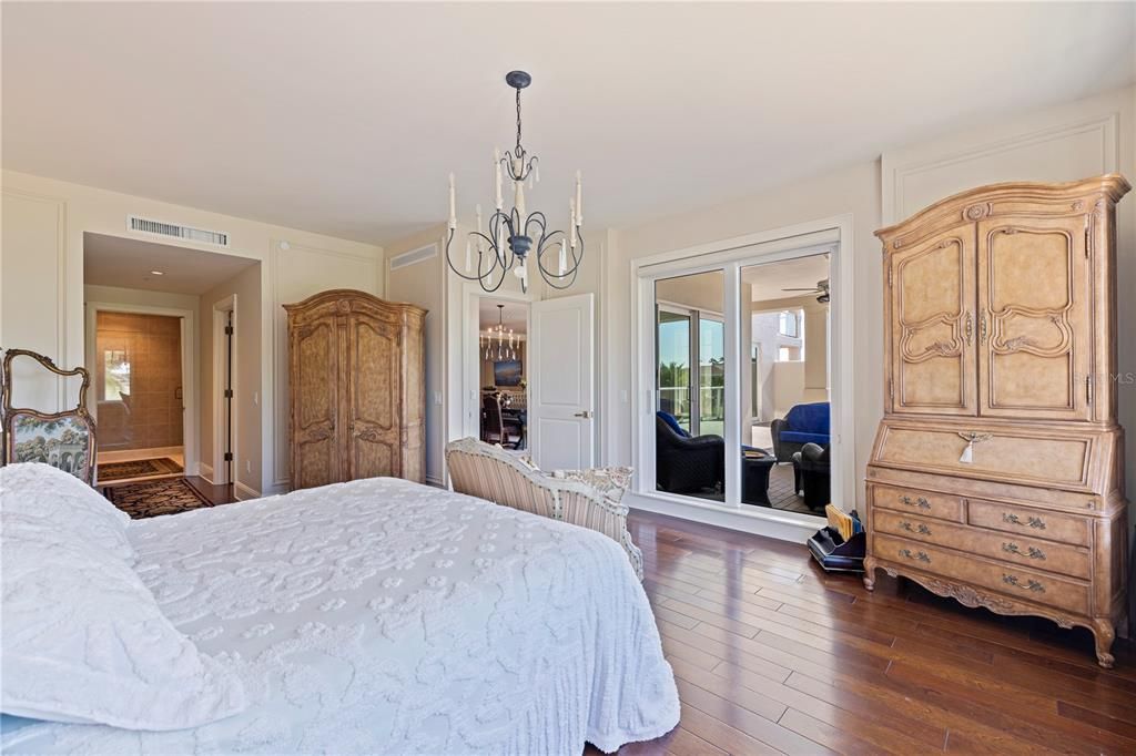 Bedroom, Chandelier, Interior, Wood Texture Flooring