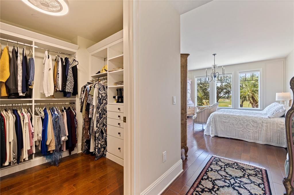 Bedroom, Chandelier, Interior, Pendant Lights, Walk-in Closets, Wood Texture Flooring