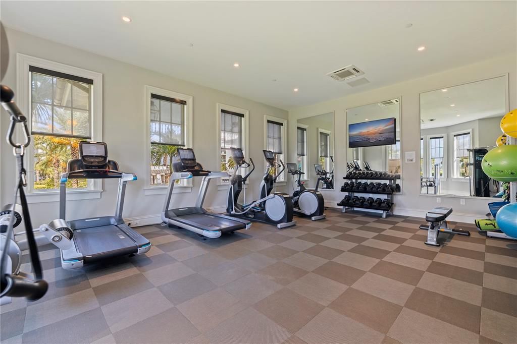 Fitness Equipment, Gym, Interior, Recessed Lighting
