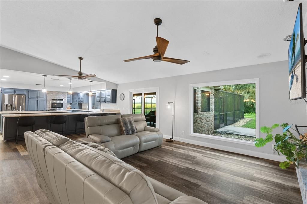 Interior, Kitchen, Living room, Pendant Lights, Recessed Lighting, Stainless Steel Appliances, Wood Texture Flooring
