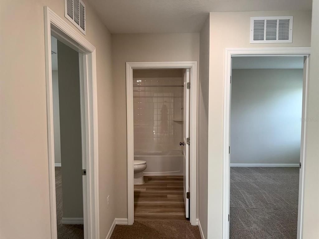 Bathroom, Glass Shower, Interior, Wood Texture Flooring