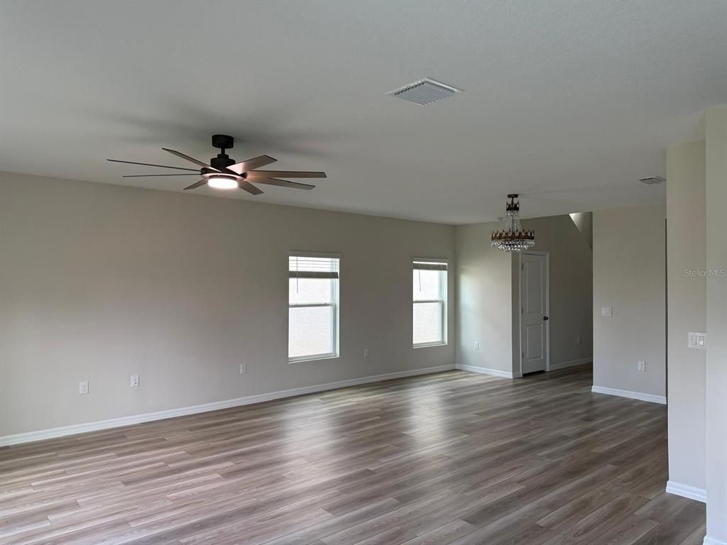 Chandelier, Empty room, Interior, Wood Texture Flooring