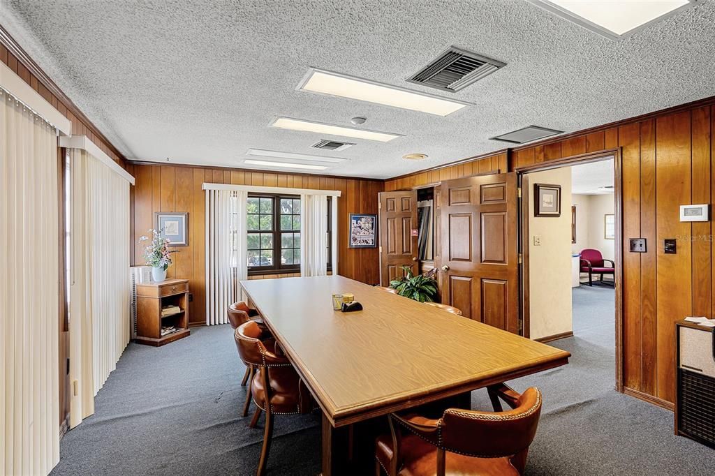 Dining room, Interior, Recessed Lighting, Wooden Walls