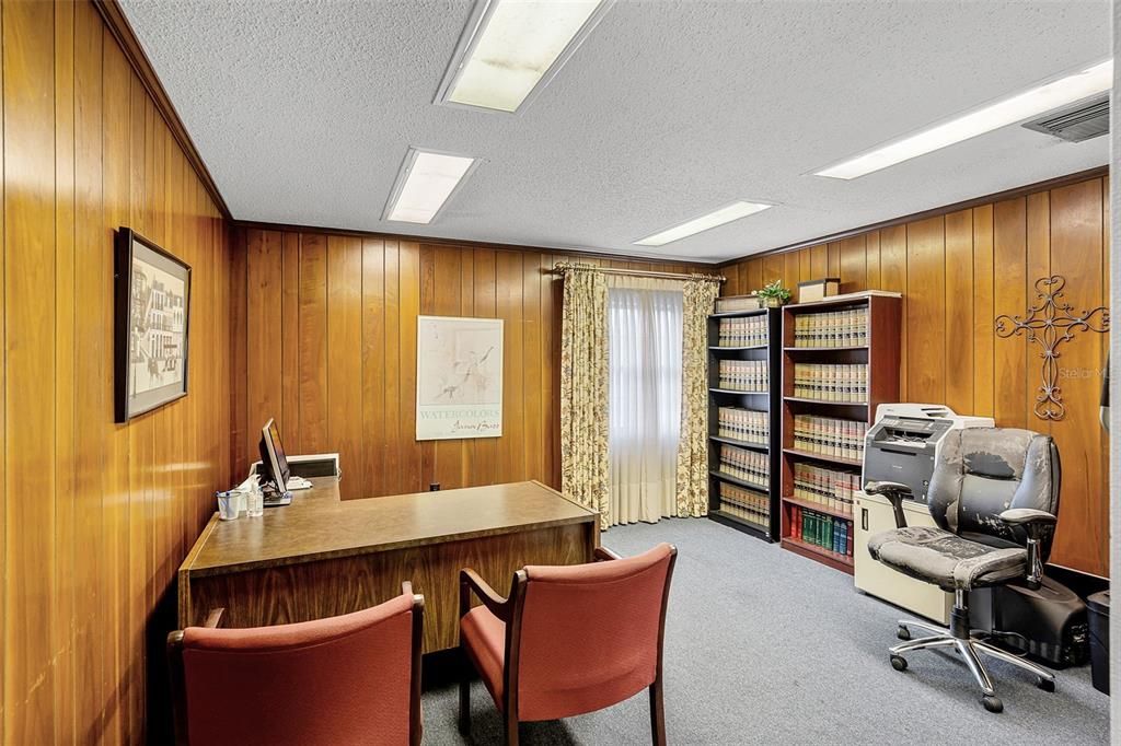 Home Office, Interior, Recessed Lighting, Wooden Walls