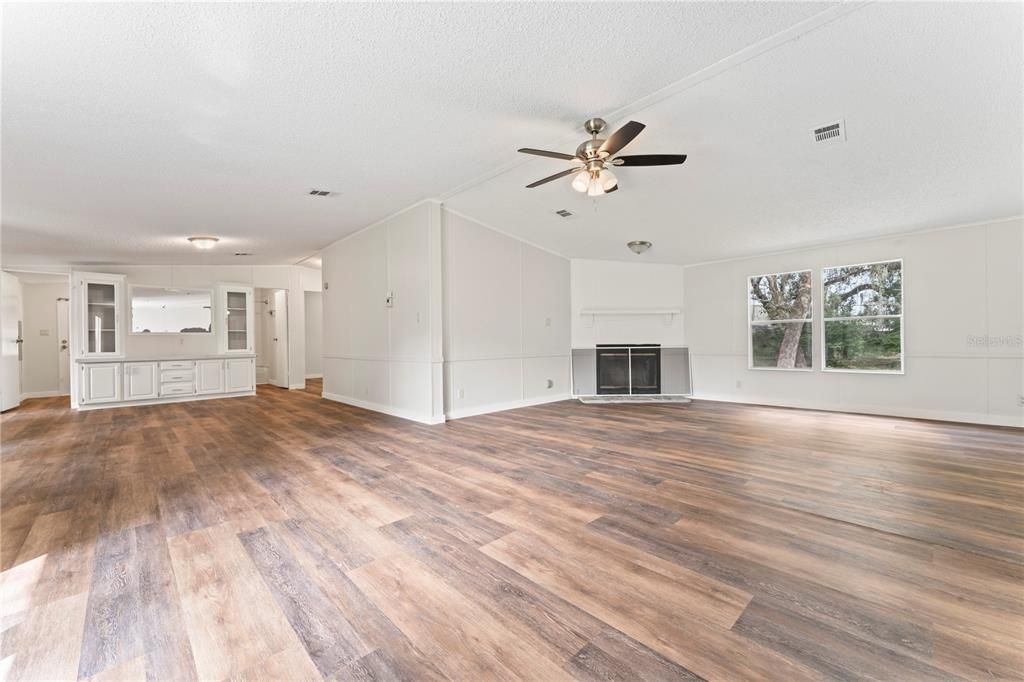 Empty room, Fireplace, Interior, Wood Texture Flooring