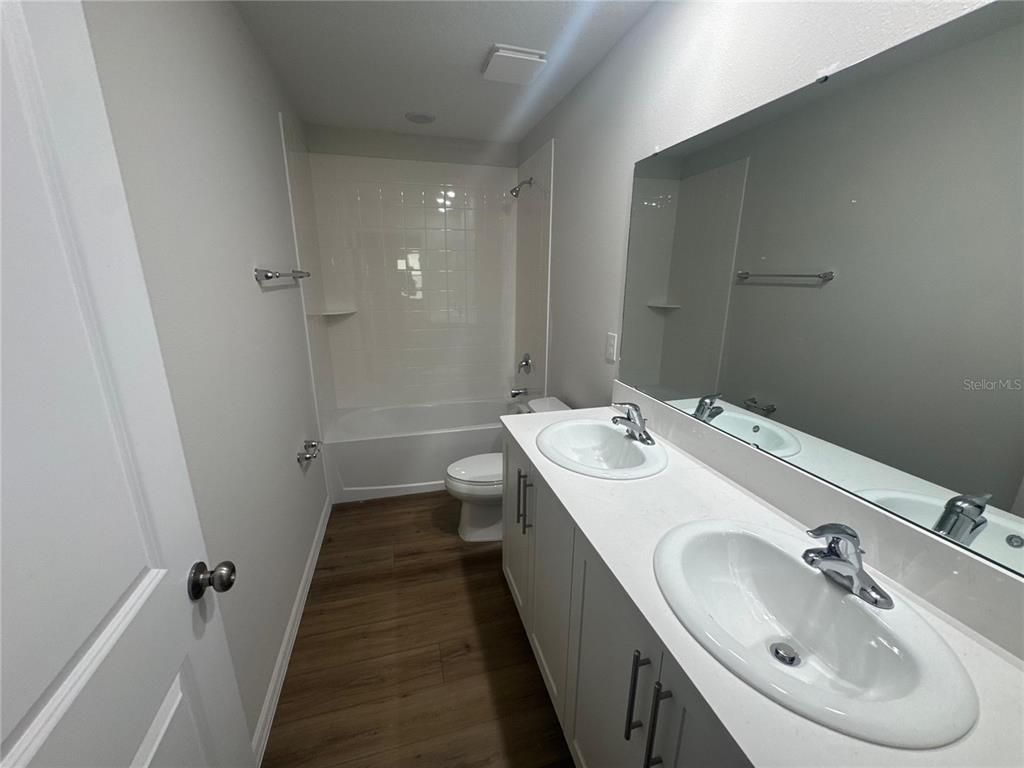 Bathroom, Dual Sink Vanities, Interior, Wood Texture Flooring