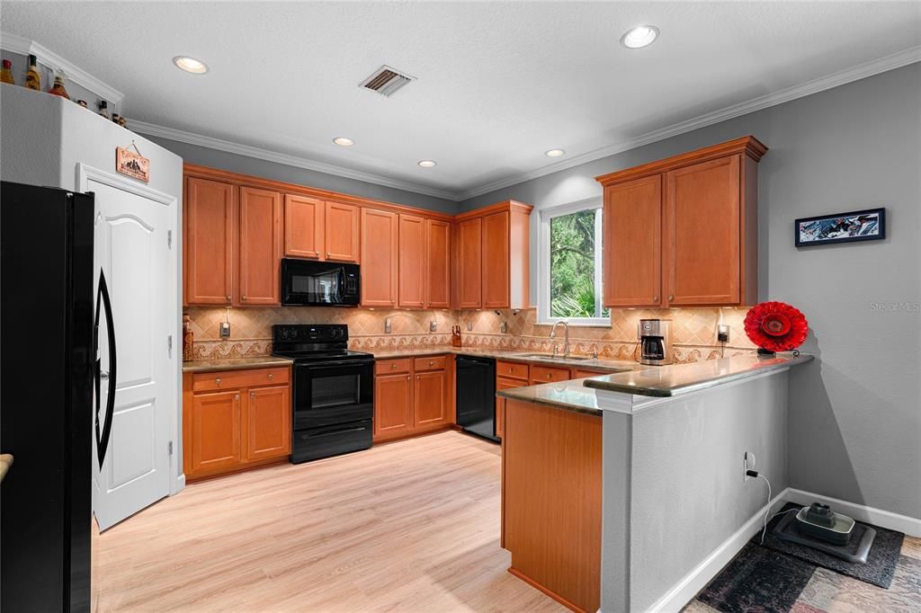 Interior, Kitchen, Recessed Lighting, Wood Texture Flooring