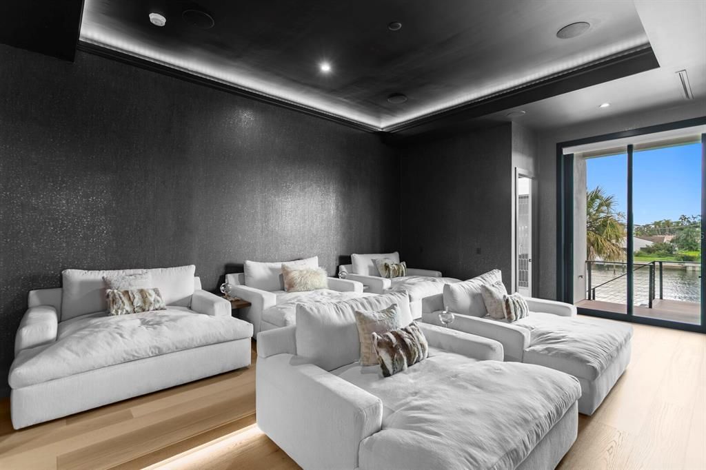 Interior, Recessed Lighting, Theatre Room, Wood Texture Flooring