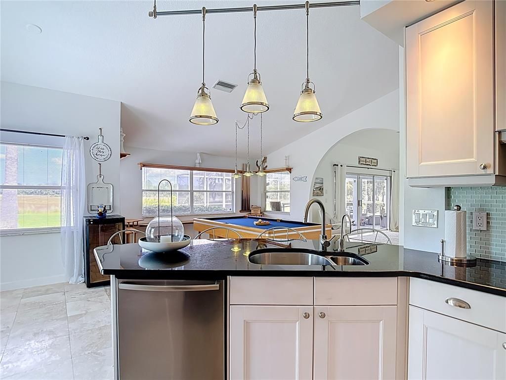 Billiard Table, Interior, Kitchen, Marble, Pendant Lights