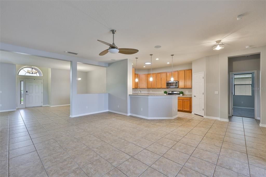 Empty room, Interior, Kitchen, Pendant Lights, Recessed Lighting