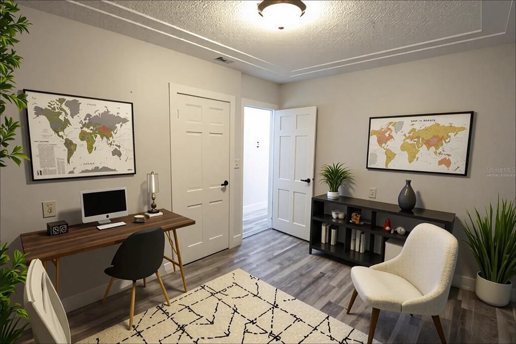 Home Office, Interior, Wood Texture Flooring