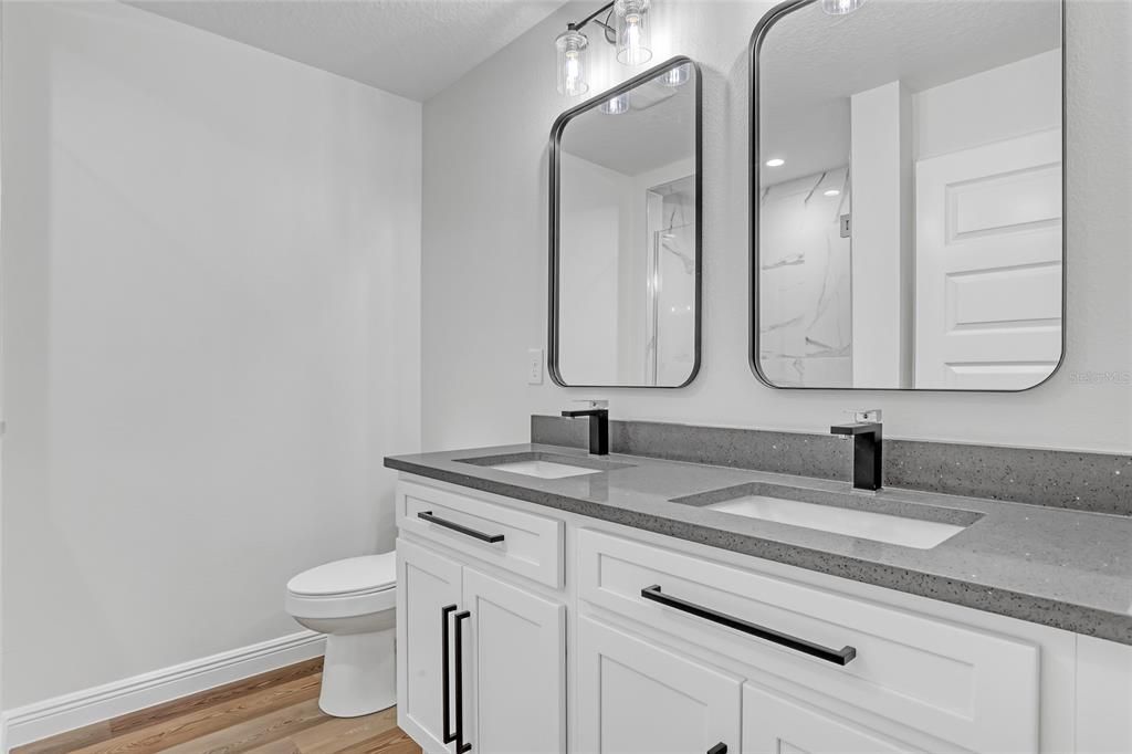 Bathroom, Dual Sink Vanities, Interior, Wood Texture Flooring