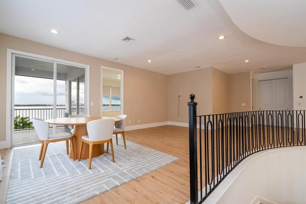 Dining room, Interior, Recessed Lighting, Water, Wood Texture Flooring