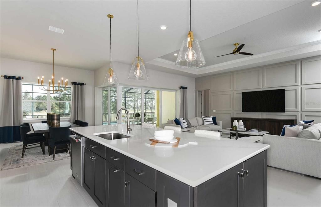 Dining room, Interior, Kitchen, Living room, Pendant Lights, Recessed Lighting
