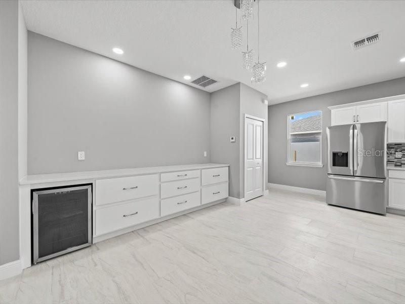 Interior, Kitchen, Marble, Pendant Lights, Recessed Lighting, Stainless Steel Appliances
