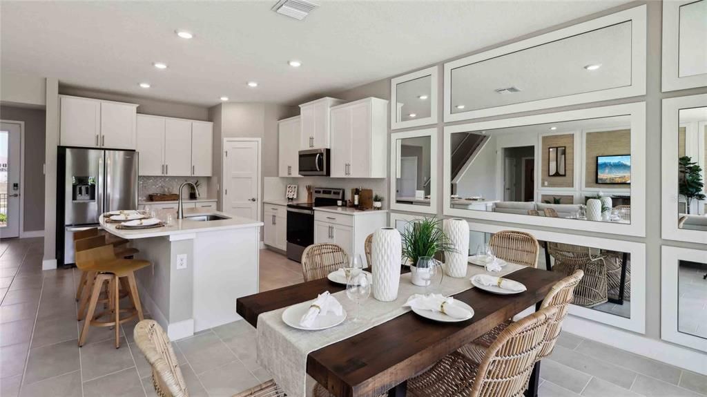 Dining room, Interior, Kitchen, Recessed Lighting, Stainless Steel Appliances