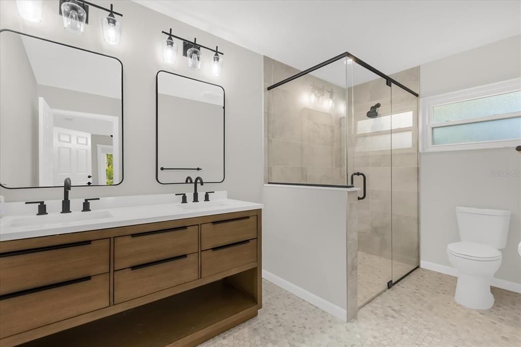 Bathroom, Dual Sink Vanities, Glass Shower, Interior