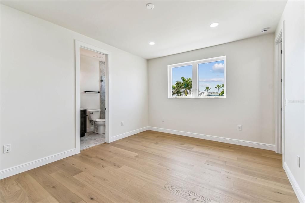 Bathroom, Empty room, Interior, Recessed Lighting, Wood Texture Flooring