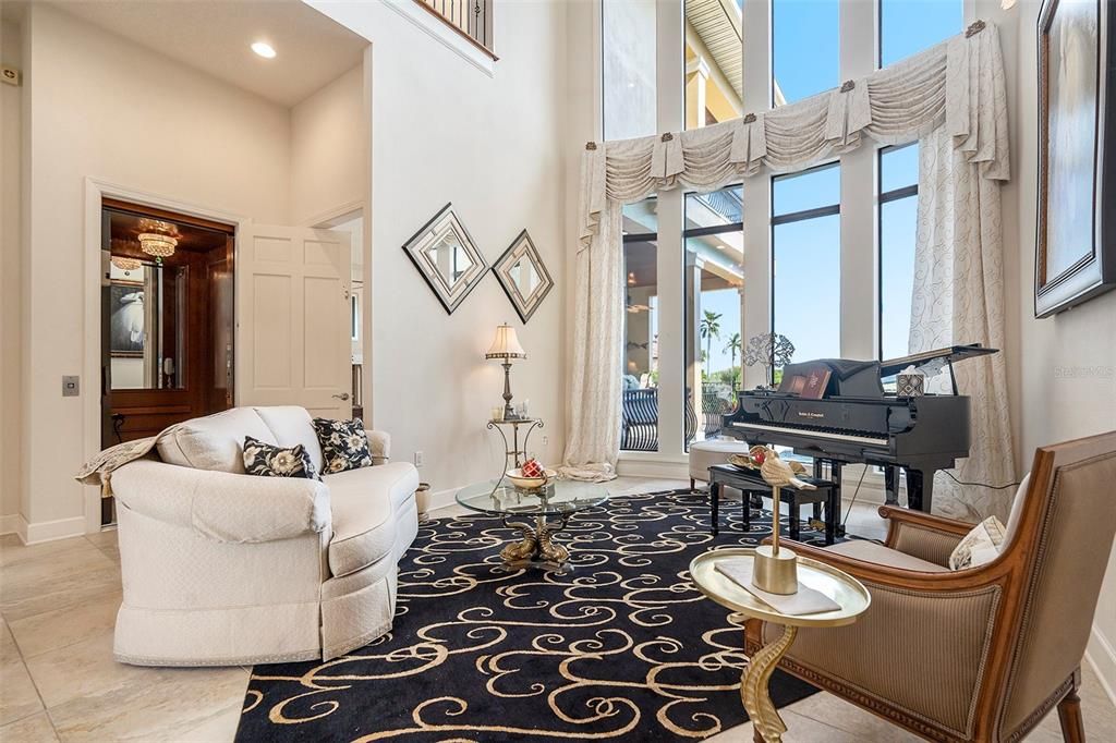 Interior, Living room, Piano, Recessed Lighting