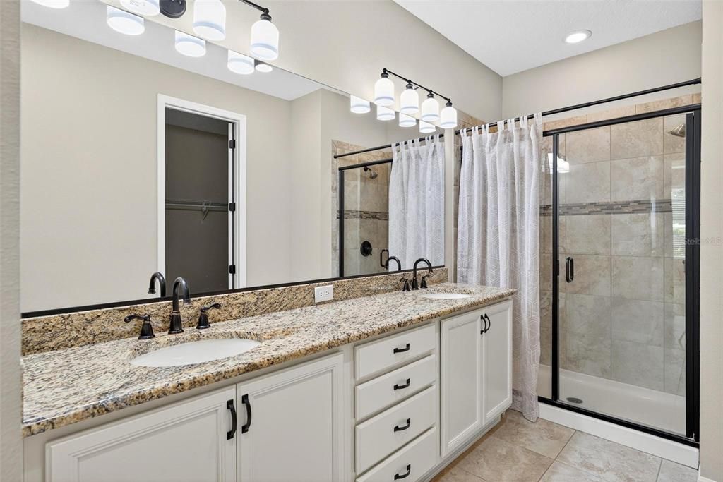Bathroom, Dual Sink Vanities, Glass Shower, Interior, Recessed Lighting