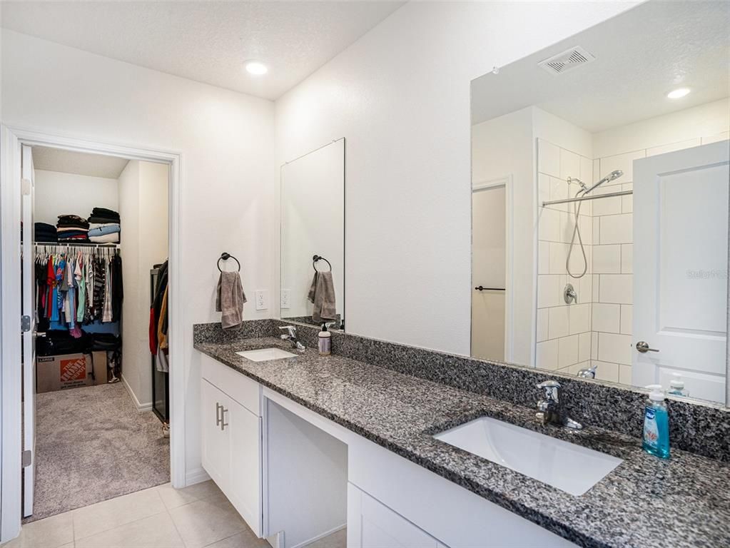 Bathroom, Dual Sink Vanities, Interior, Recessed Lighting, Walk-in Closets