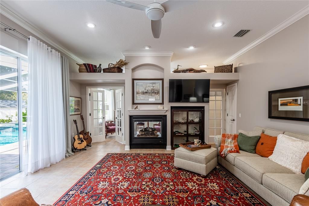 Fireplace, Interior, Living room, Recessed Lighting
