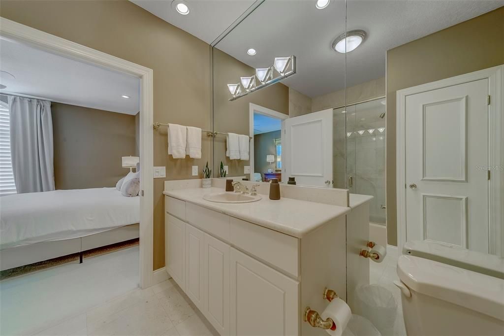 Bathroom, Bedroom, Dual Sink Vanities, Glass Shower, Interior, Recessed Lighting