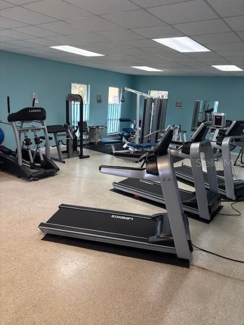Fitness Equipment, Gym, Interior, Recessed Lighting