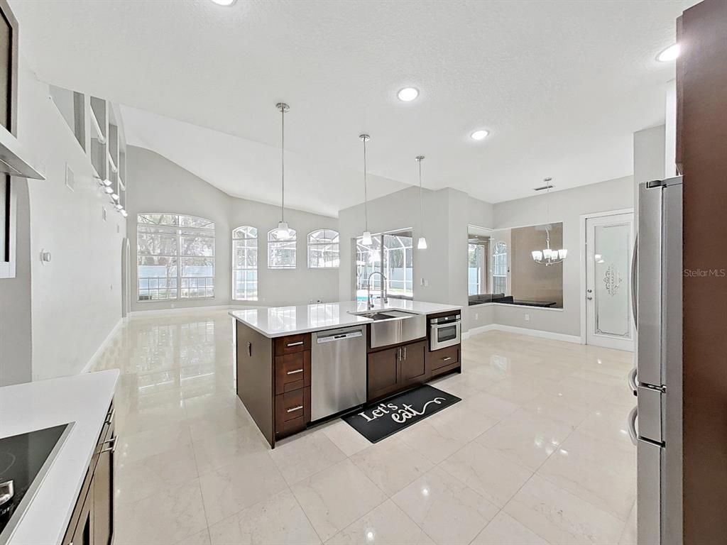 Interior, Kitchen, Pendant Lights, Recessed Lighting, Stainless Steel Appliances