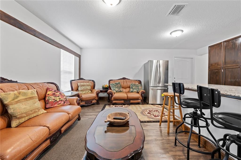 Interior, Kitchen, Living room, Stainless Steel Appliances, Wood Texture Flooring