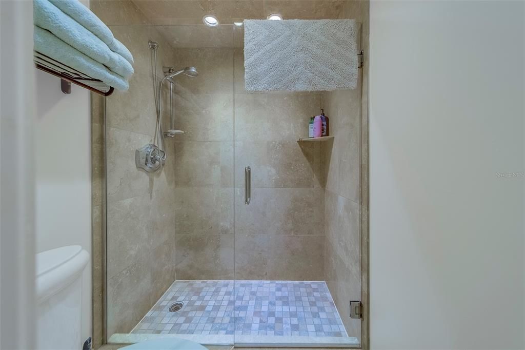 Bathroom, Glass Shower, Interior, Recessed Lighting