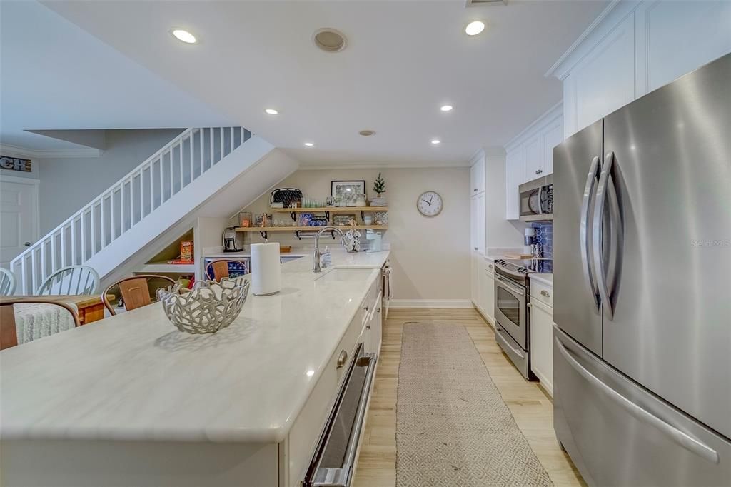 Interior, Kitchen, Recessed Lighting, Wood Texture Flooring