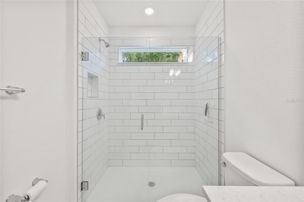 Bathroom, Glass Shower, Interior, Recessed Lighting