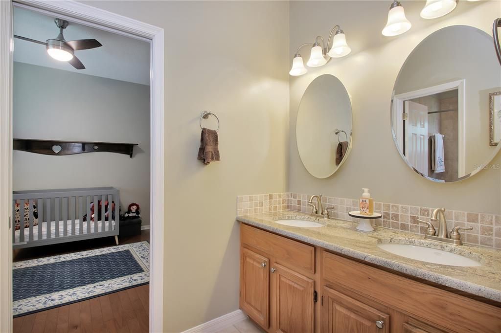 Bathroom, Dual Sink Vanities, Interior, Wood Texture Flooring