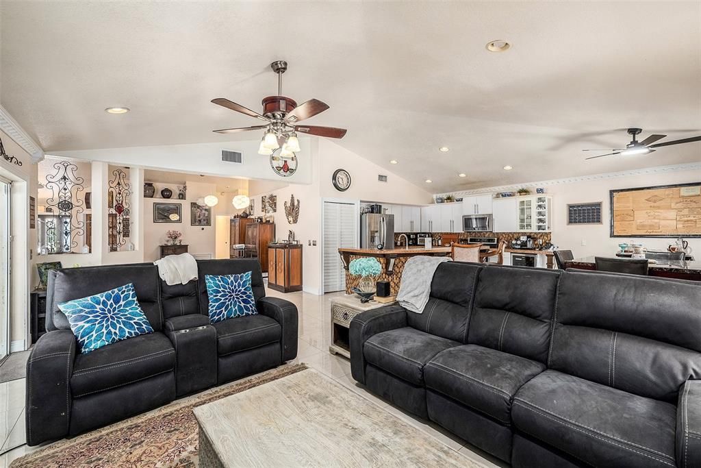 Dining room, Interior, Kitchen, Living room, Recessed Lighting