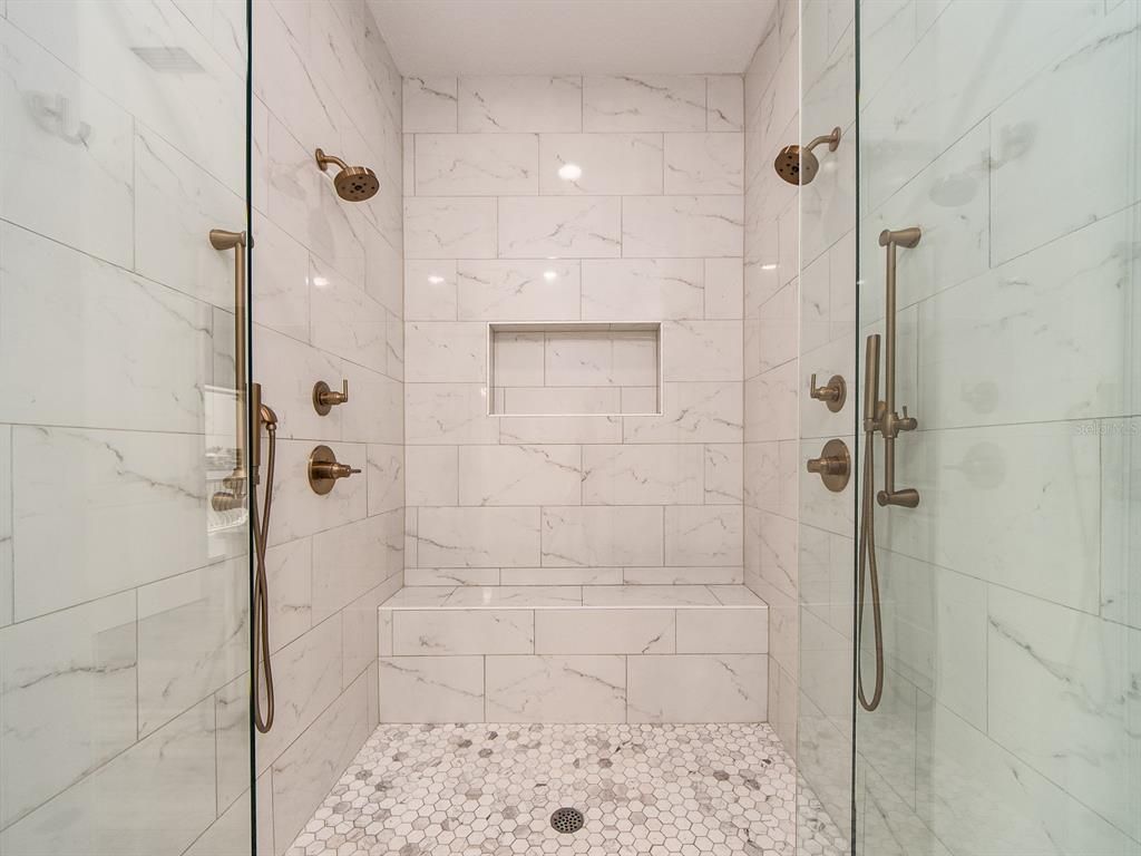 Bathroom, Glass Shower, Interior, Marble Walls