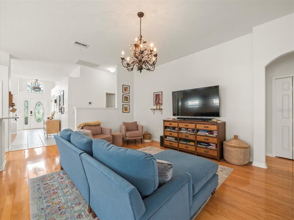 Chandelier, Interior, Living room, Wood Texture Flooring