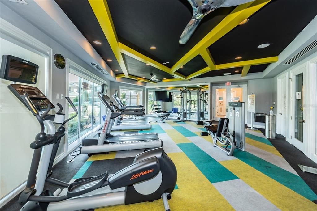 Fitness Equipment, Gym, Interior, Recessed Lighting