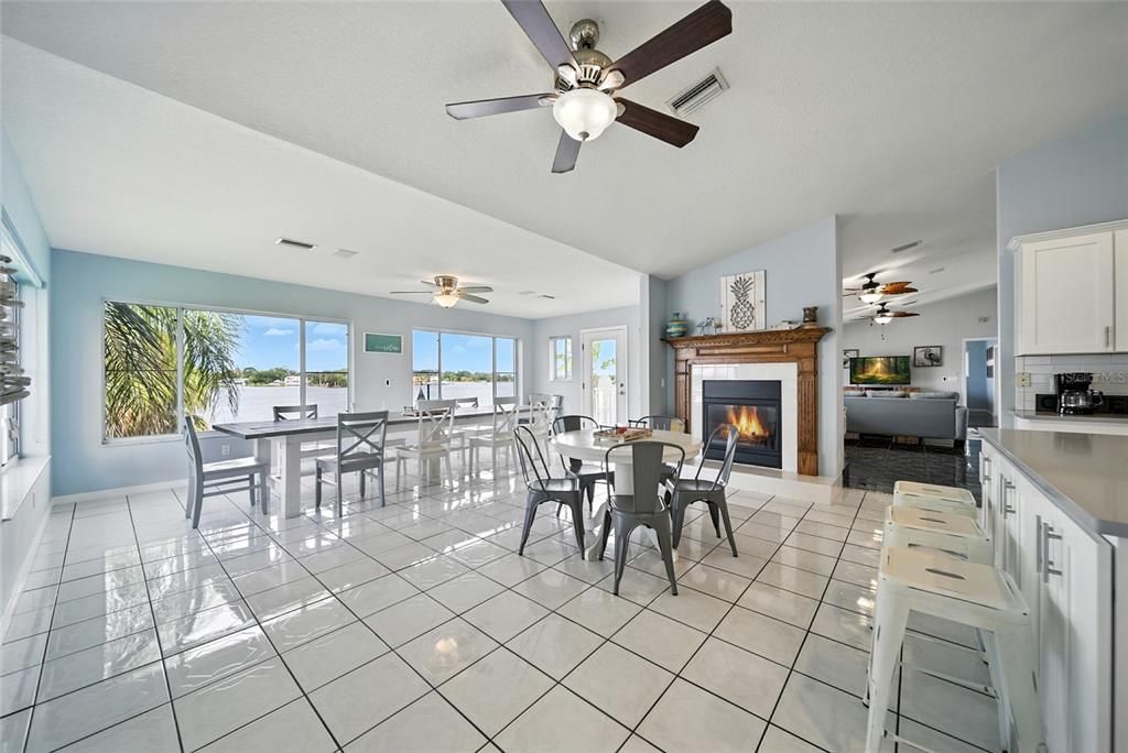 Dining room, Fireplace, Interior, Water