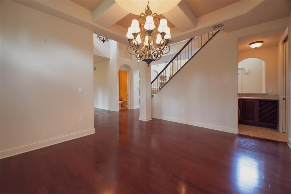 Chandelier, Empty room, Interior, Wood Texture Flooring