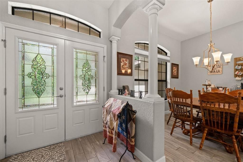 Chandelier, Dining room, Interior, Wood Texture Flooring