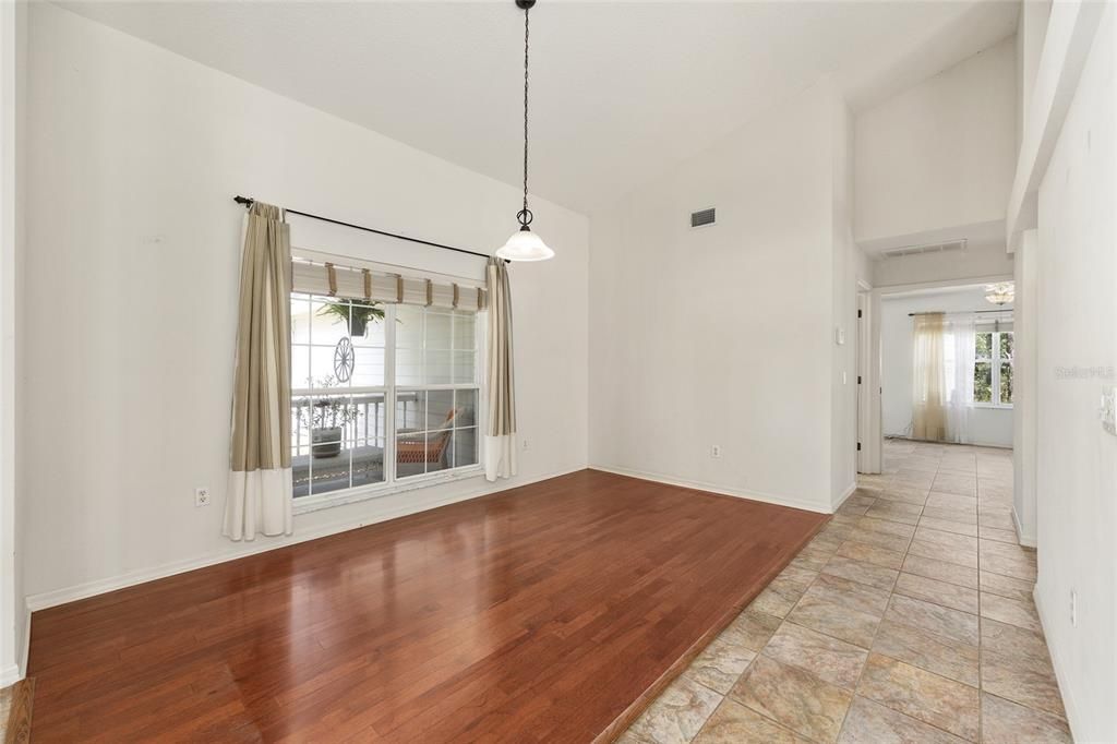 Empty room, Interior, Pendant Lights, Wood Texture Flooring