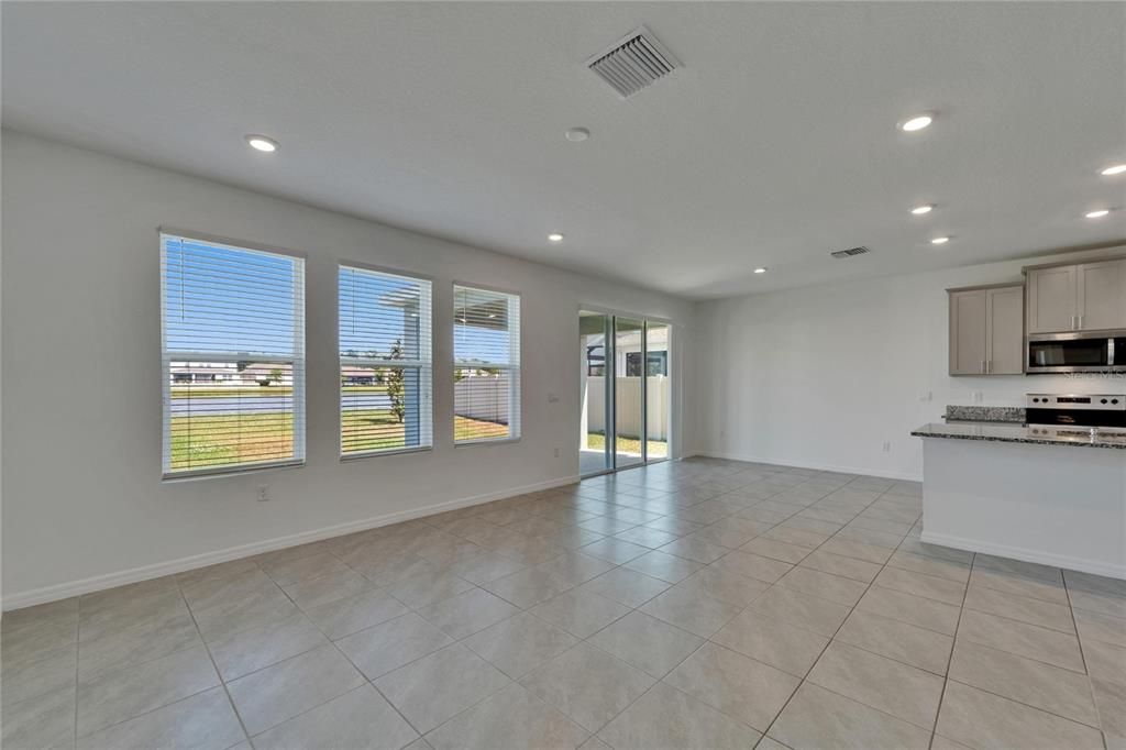 Empty room, Interior, Kitchen, Recessed Lighting, Stainless Steel Appliances