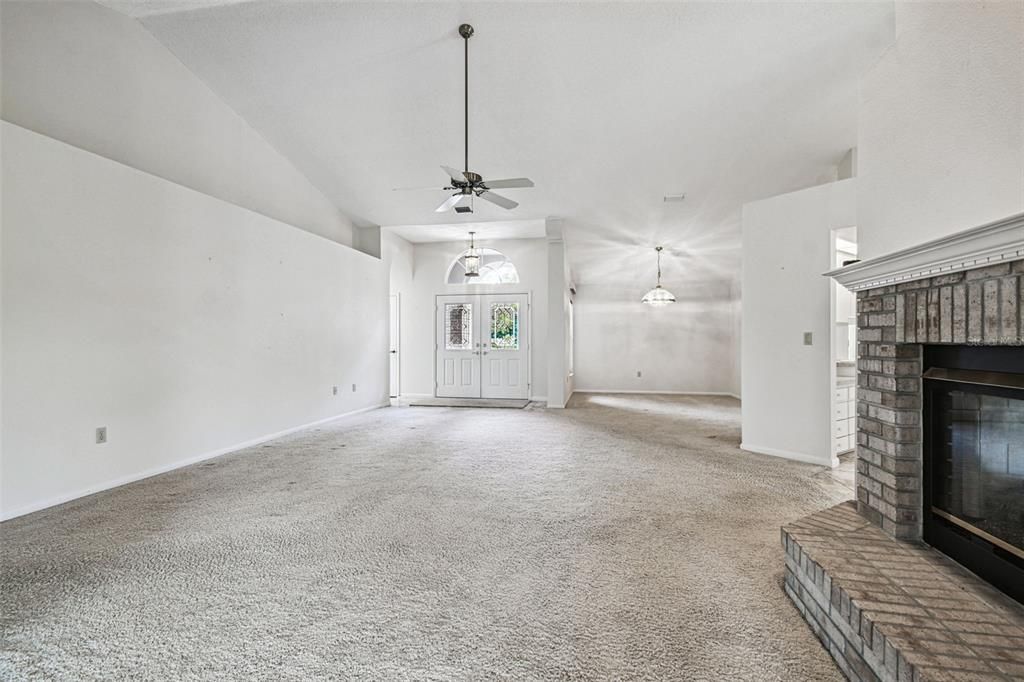 Empty room, Fireplace, Interior, Pendant Lights